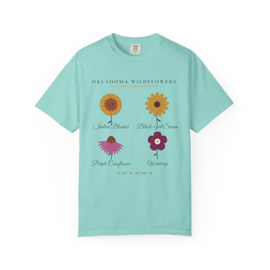 Oklahoma Wildflower Field Guide Tee | Comfort Colors in Chalky Mint