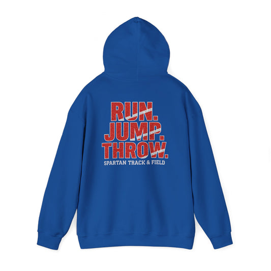 Run. Jump. Throw. Spartan Track Gildan Hoodie