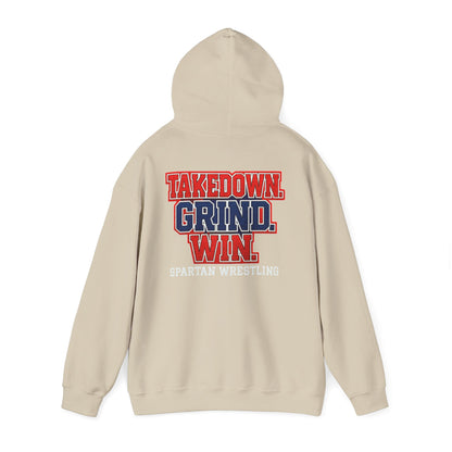 Takedown. Grind. Win Spartan Wresting Gildan Hoodie