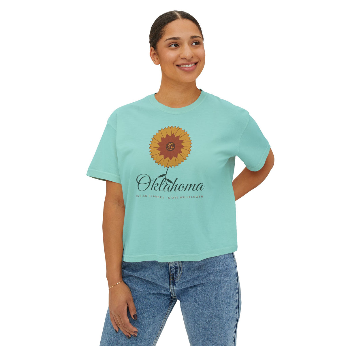 Indian Blanket Garden Script Oklahoma Boxy Comfort Colors Tee