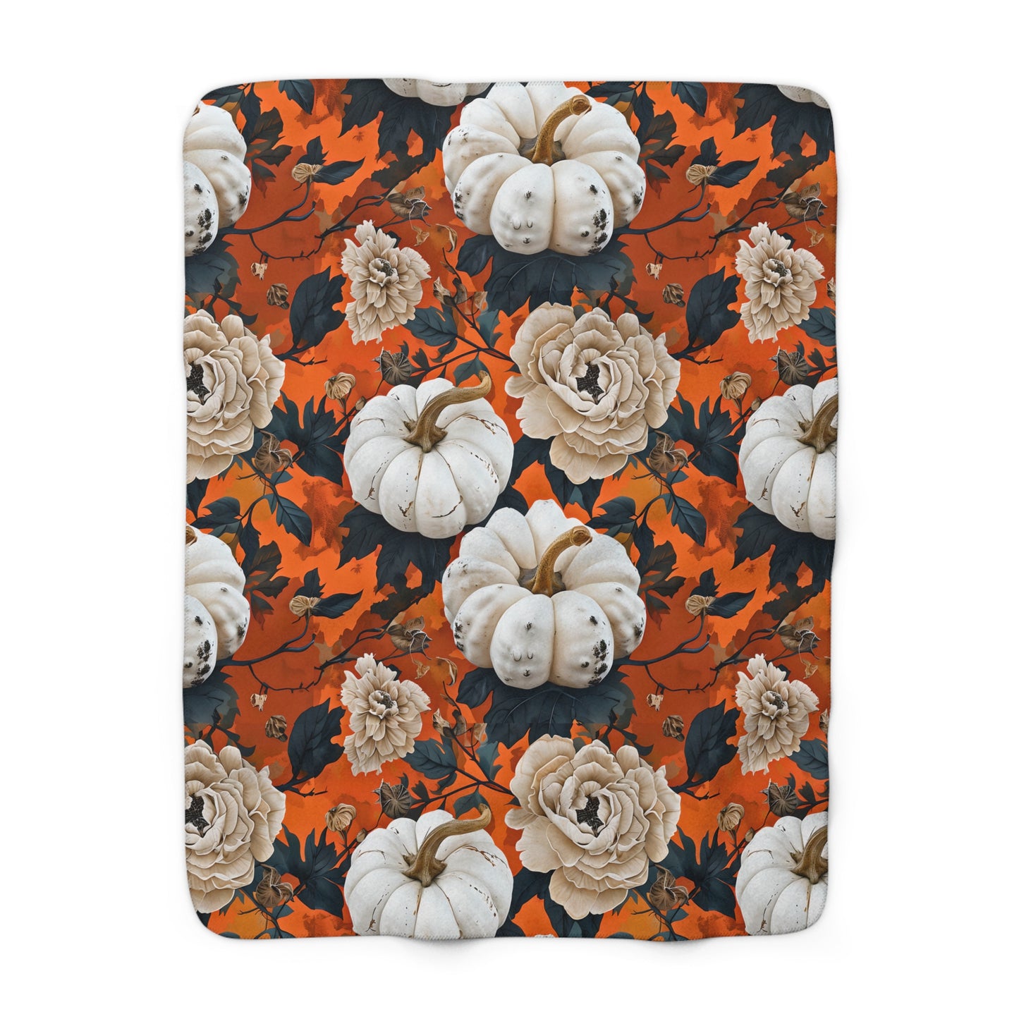 Pumpkin Floral Blast Sherpa Comfy Blanket