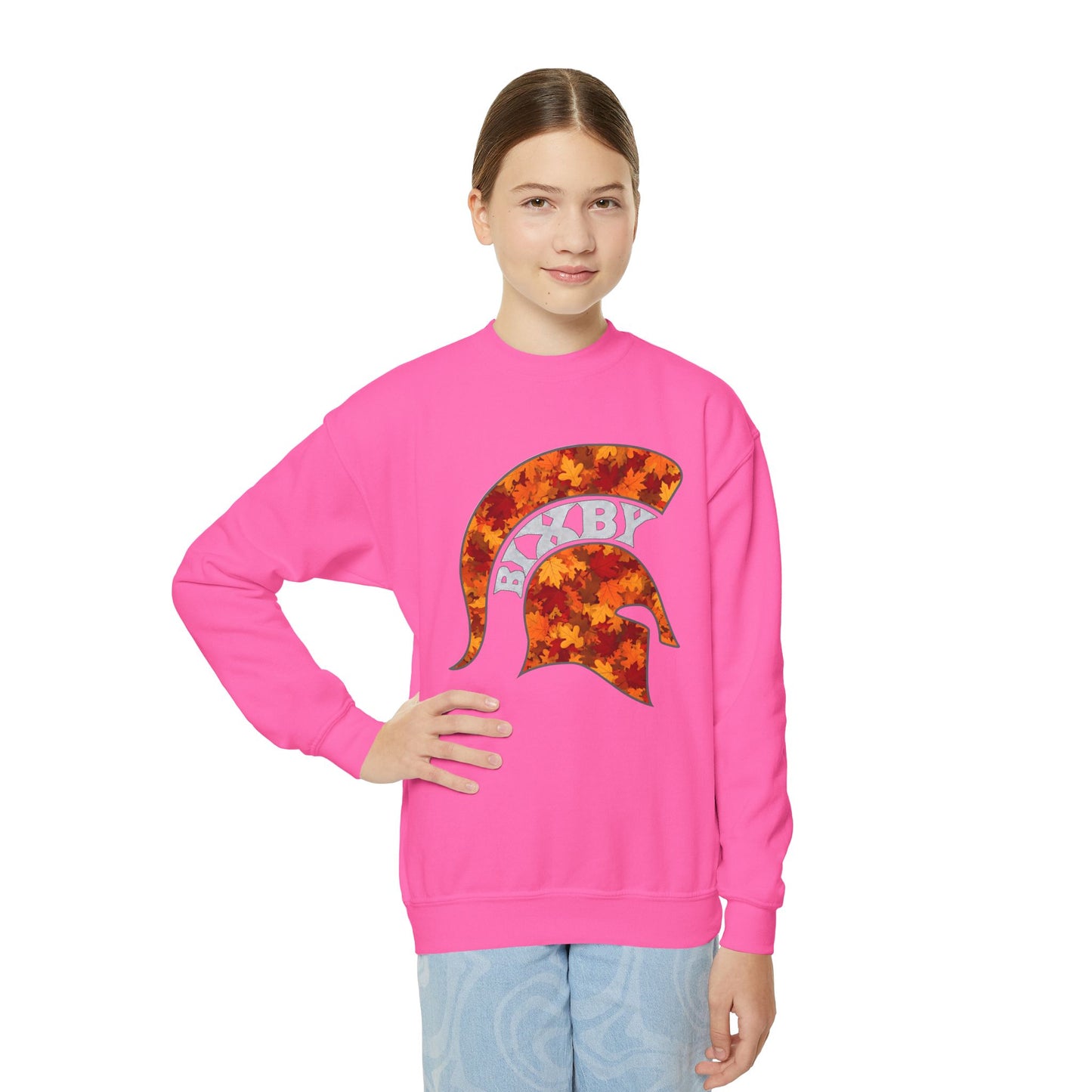 Bixby Spartan Fall Helmet Youth Gildan Sweatshirt