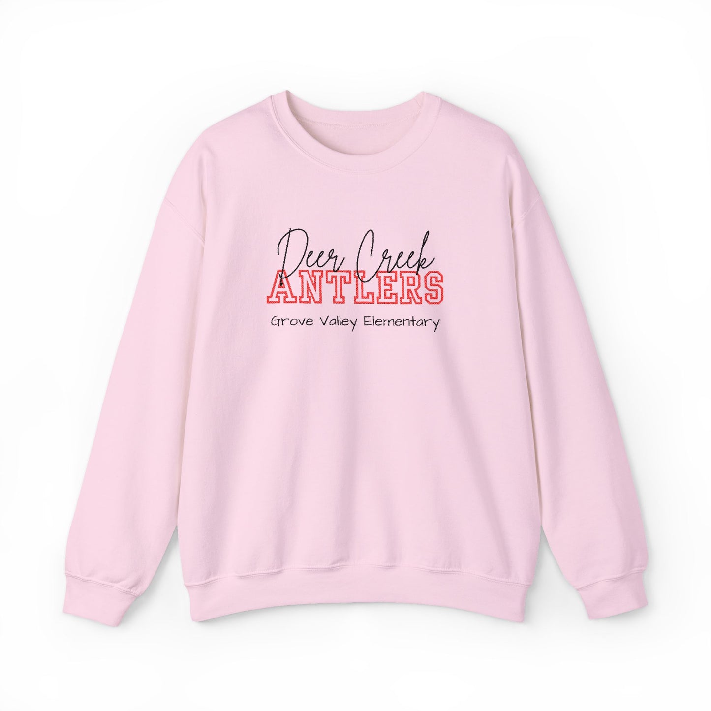 Personalized Embroidered Deer Creek Antlers Crewneck Sweatshirt