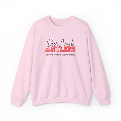 Personalized Embroidered Deer Creek Antlers Crewneck Sweatshirt