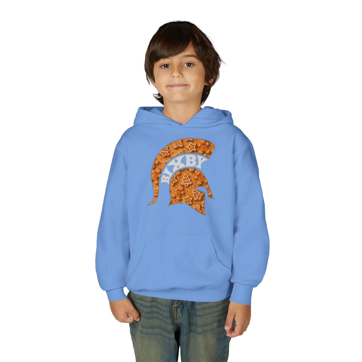 Bixby Spartan Gingerbread Helmet Youth Gildan Hoodie