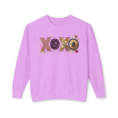 XOXO Candy Heart Graphic Comfort Colors Sweatshirt | Valentine Hearts Love Design