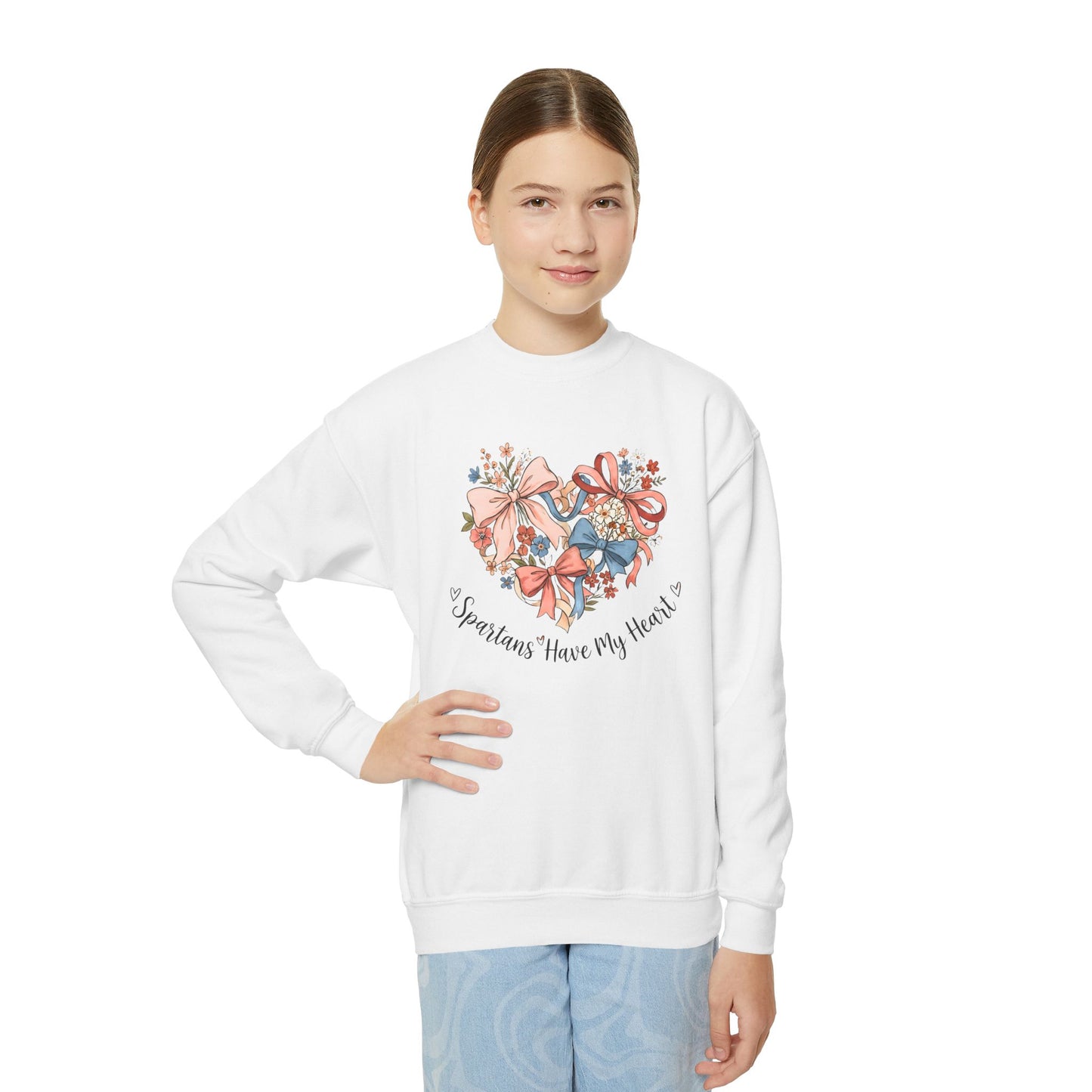 Spartans Have My Heart Floral Gildan Sweatshirt