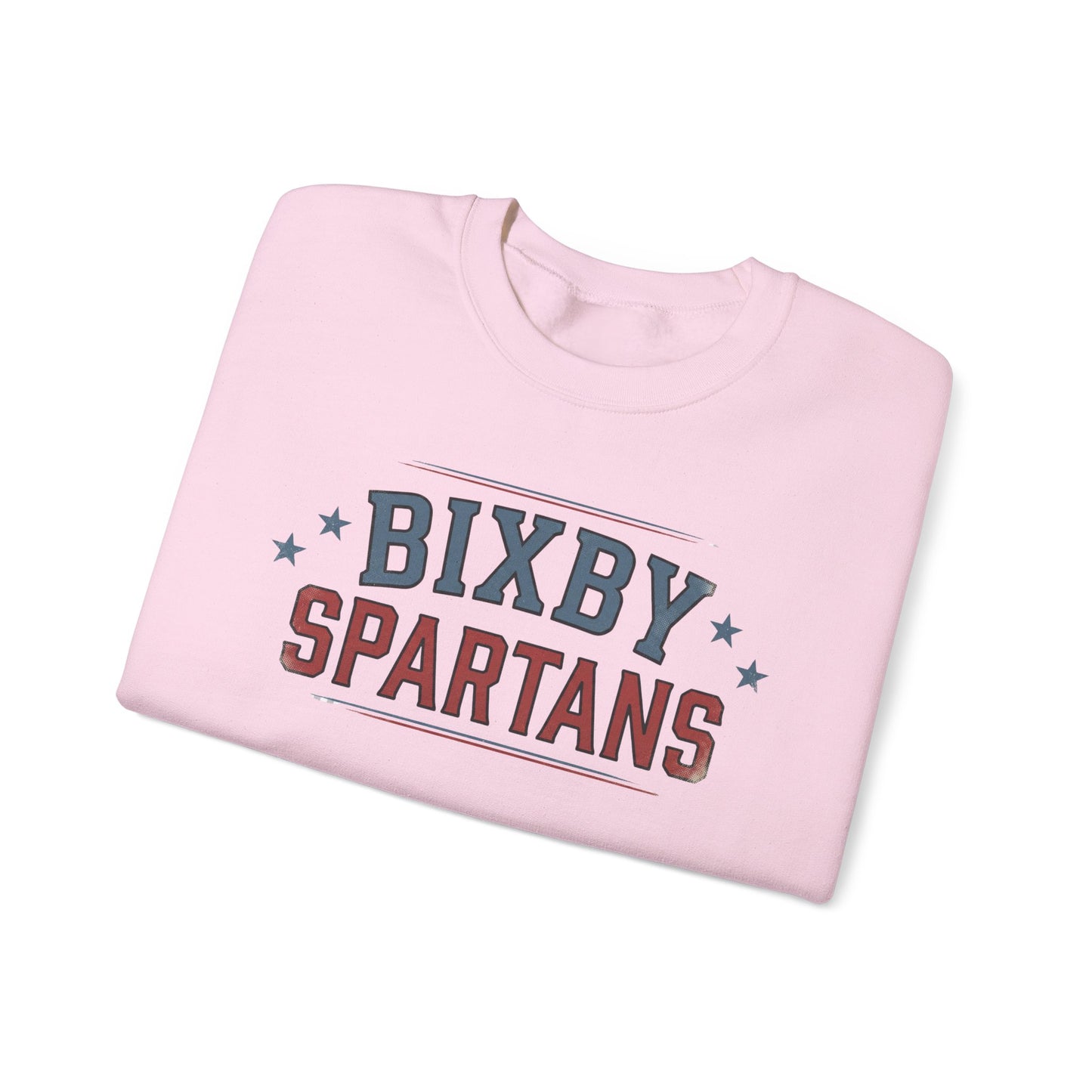 Bixby Spartans Vintage Distressed with Sleeve Print Spirit Sweatshirt
