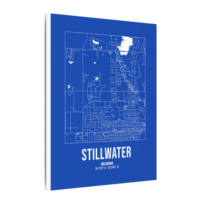 Stillwater Street Map Canvas, White on Royal Blue