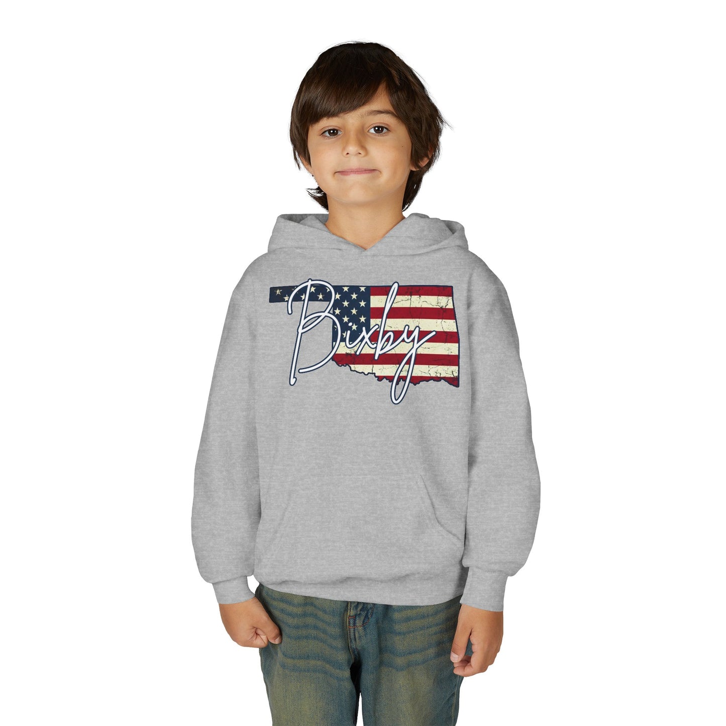 Oklahoma Flag Bixby Script Youth Hoodie