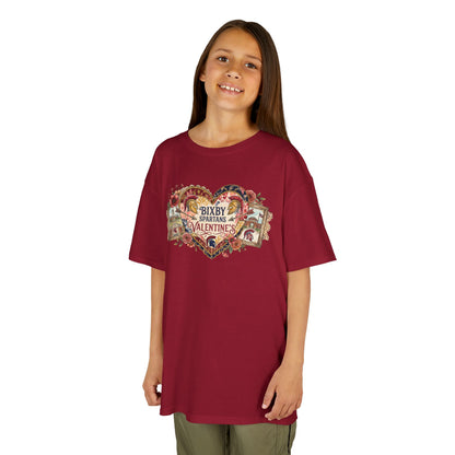 Bixby Spartans Youth Valentine's Vintage Heart Gildan Tee
