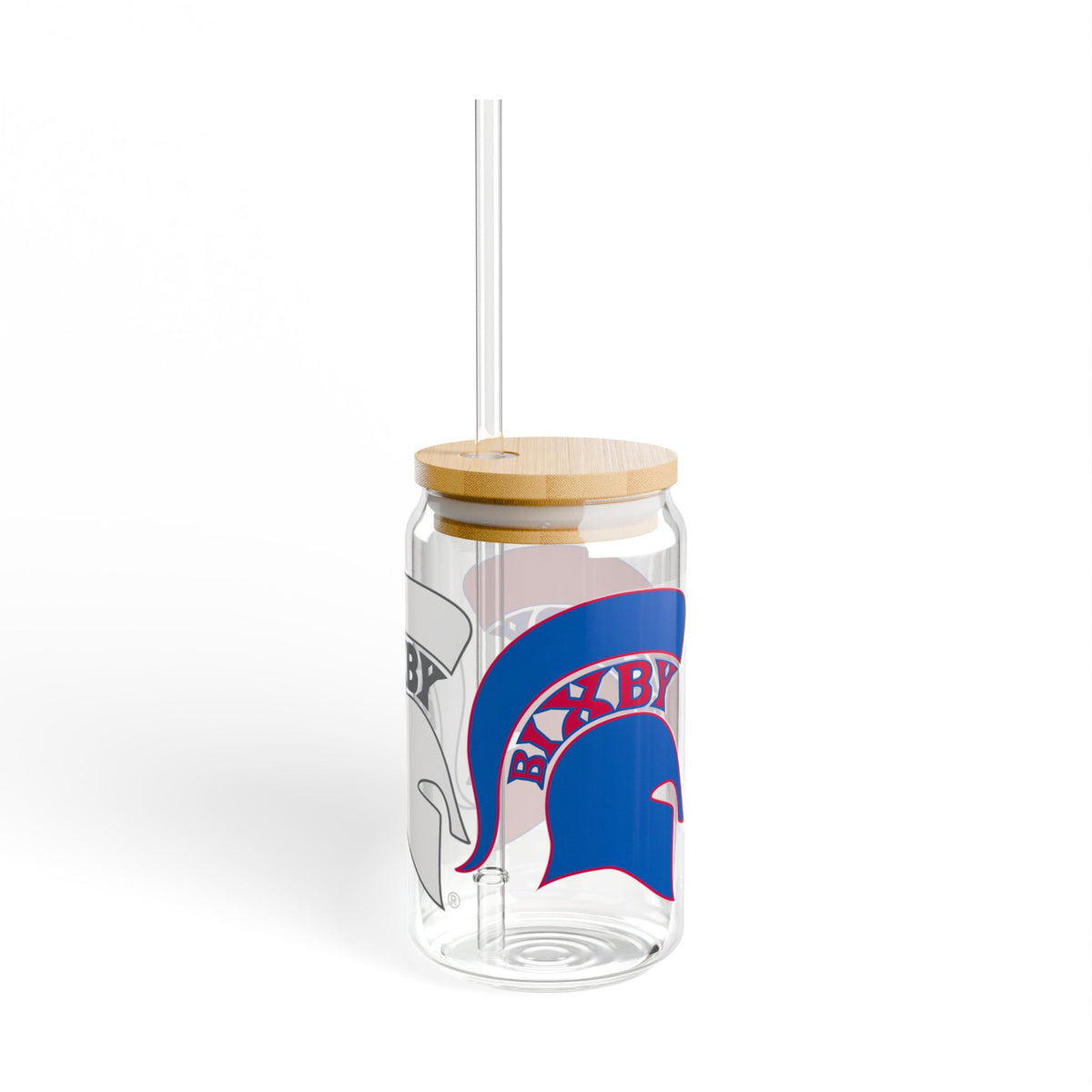 Bixby Spartans Red White And Blue Sipper Glass 16oz Tee