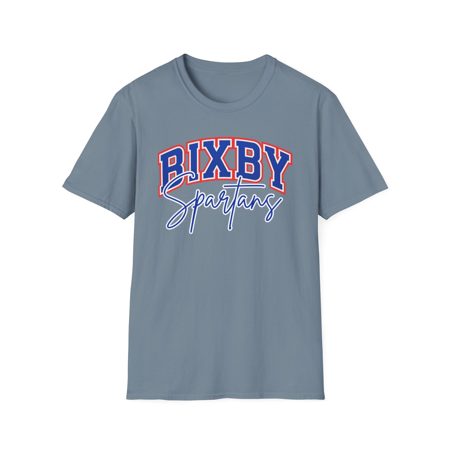 Bixby Spartans Cursive Softstyle Gildan Tee