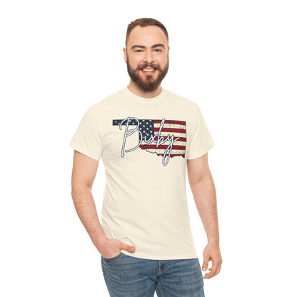 Oklahoma Flag Bixby Script Gildan Tee