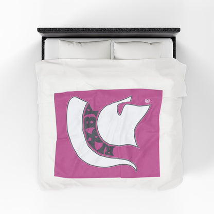 Spartan White Logo Velveteen Plush Pink Blanket
