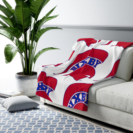 Spartan Red Large Pattern Logo Comfy Sherpa Fleece Blanket