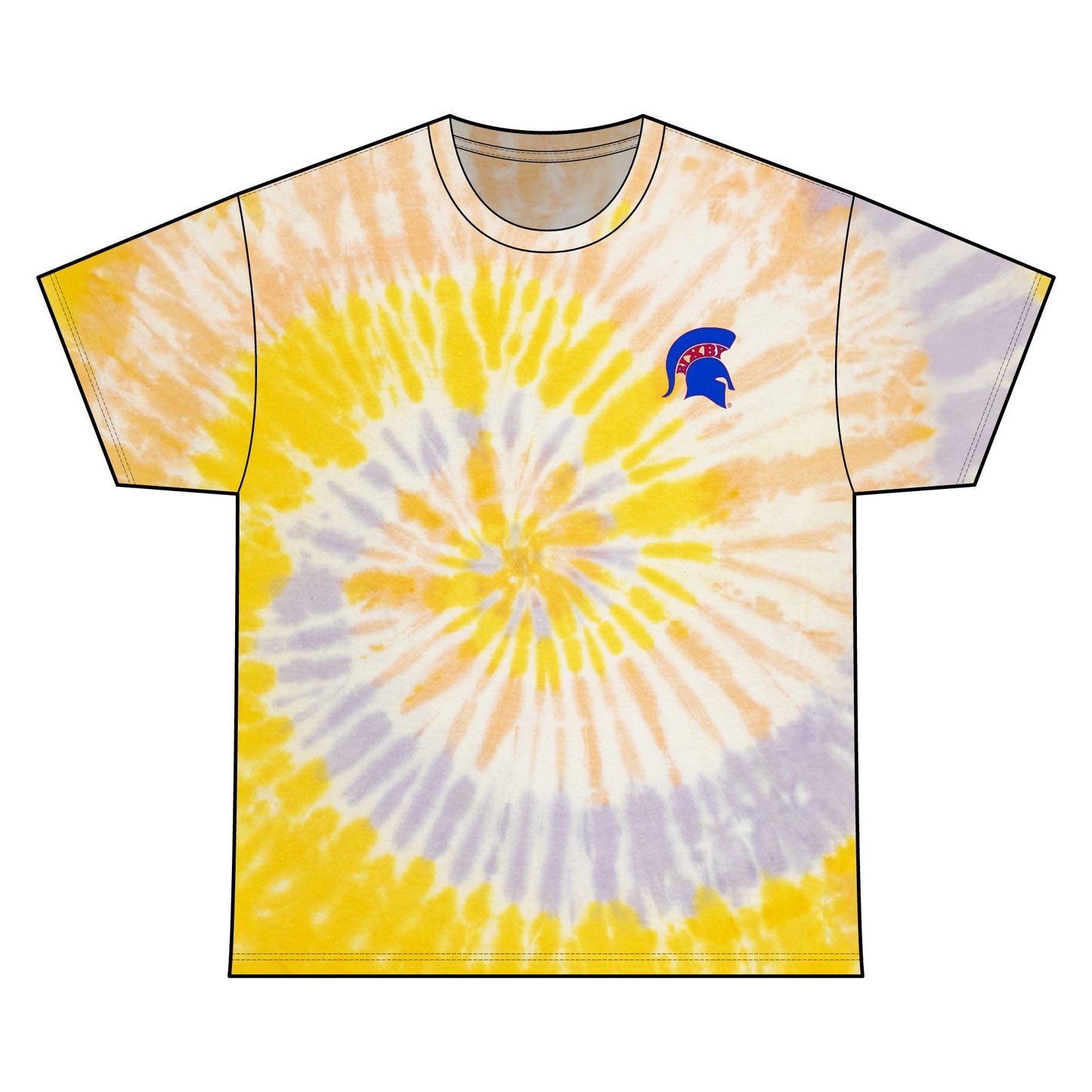 Bixby Spartan Small Blue Logo Tie-Dye Gildan Tee