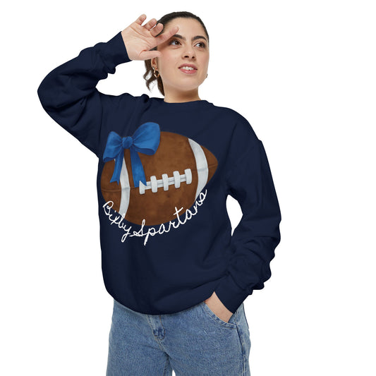 Bixby Spartans Football Bow Comfort Colors Sweatshirt
