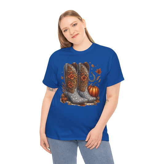 Fall Floral Bling Boots Country Gildan Tee