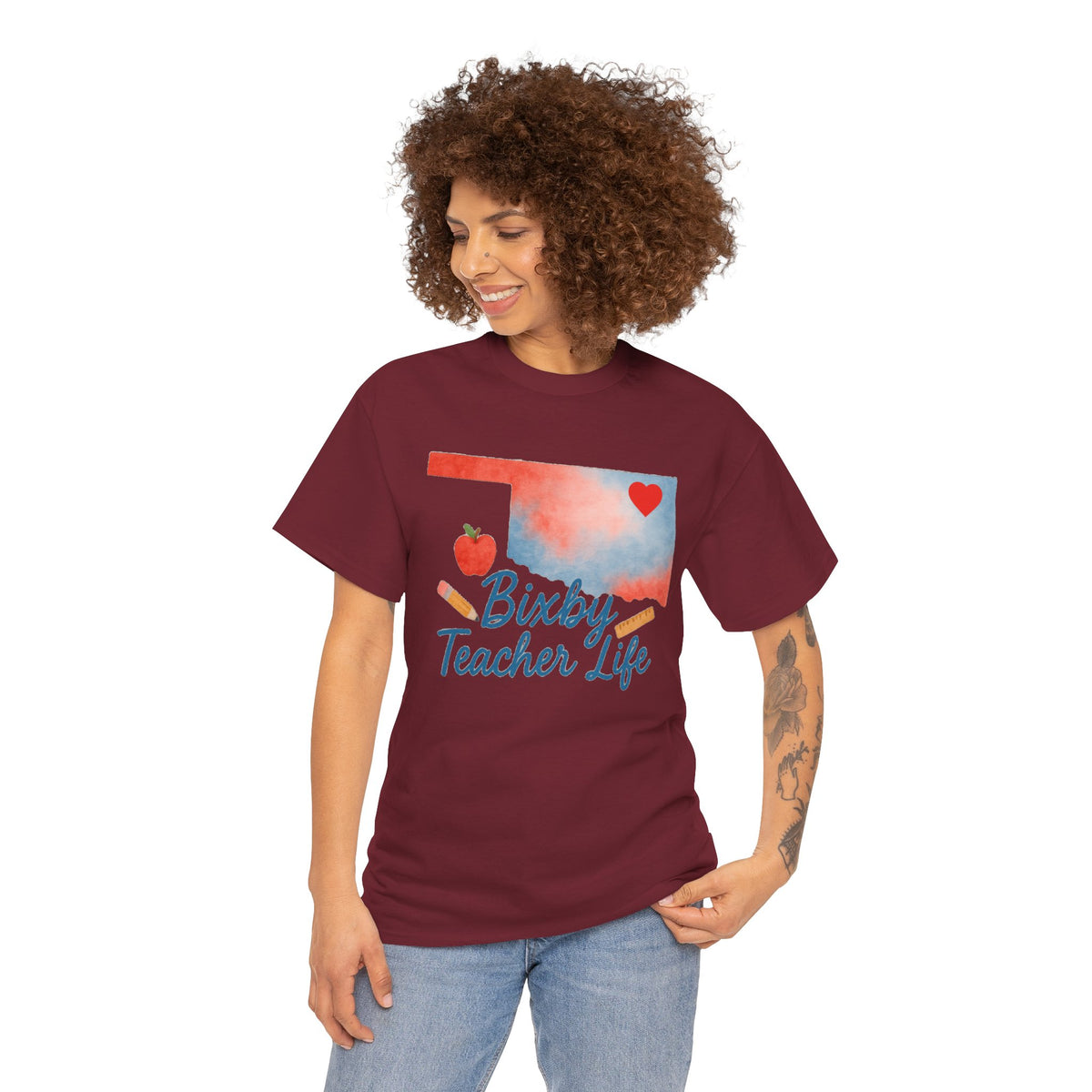 Bixby Spartans Teacher Life Bixby OK Watercolor Tee