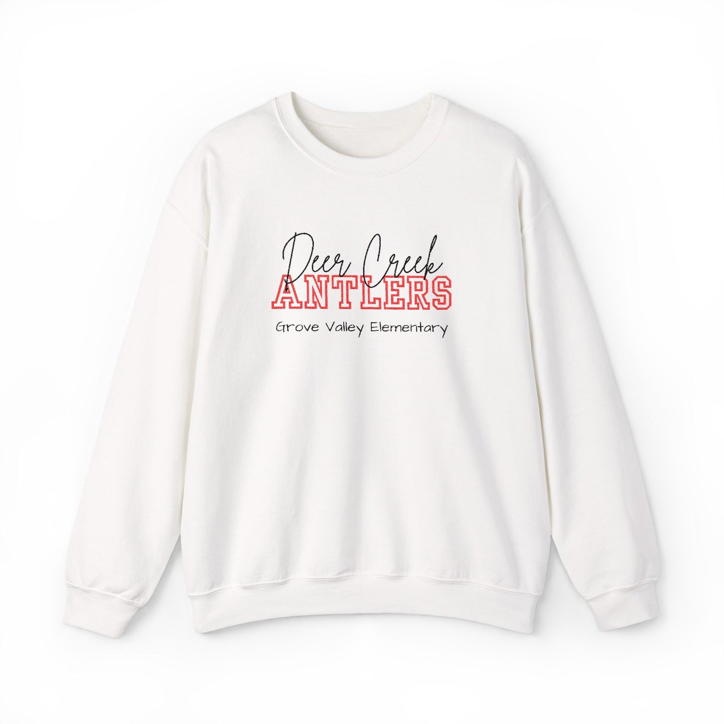 Personalized Embroidered Deer Creek Antlers Crewneck Sweatshirt