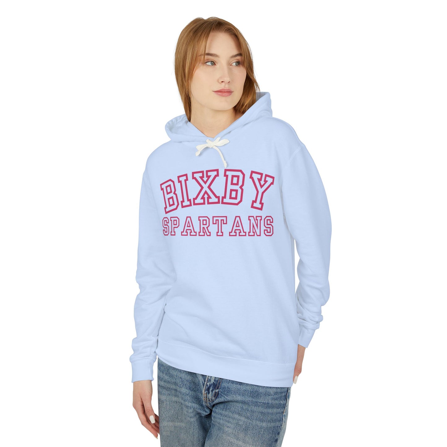 Bixby Spartans Pink Print Premium Comfort Colors Hoodie