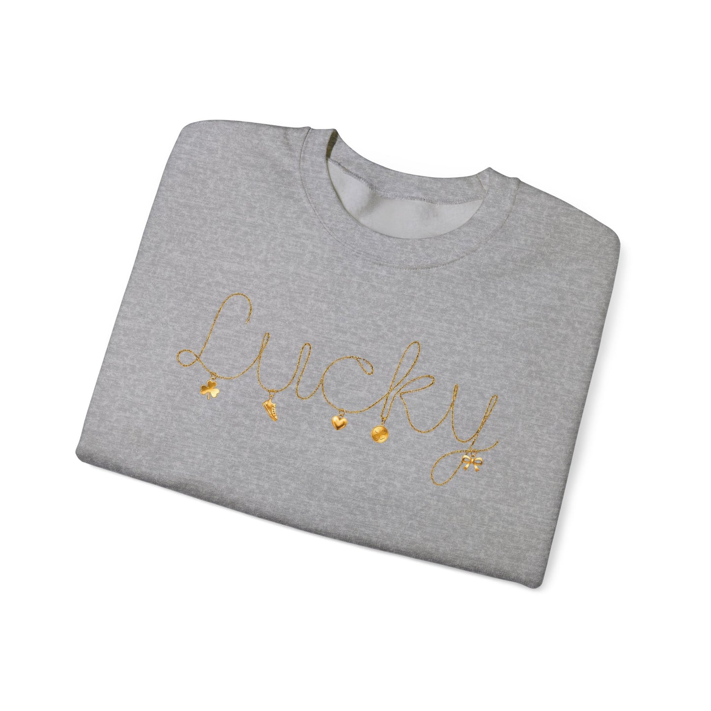 Lucky Script Necklace Crewneck Gildan Sweatshirt