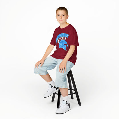 Bixby Spartan Blue Helmet Bling Youth Gildan Tee