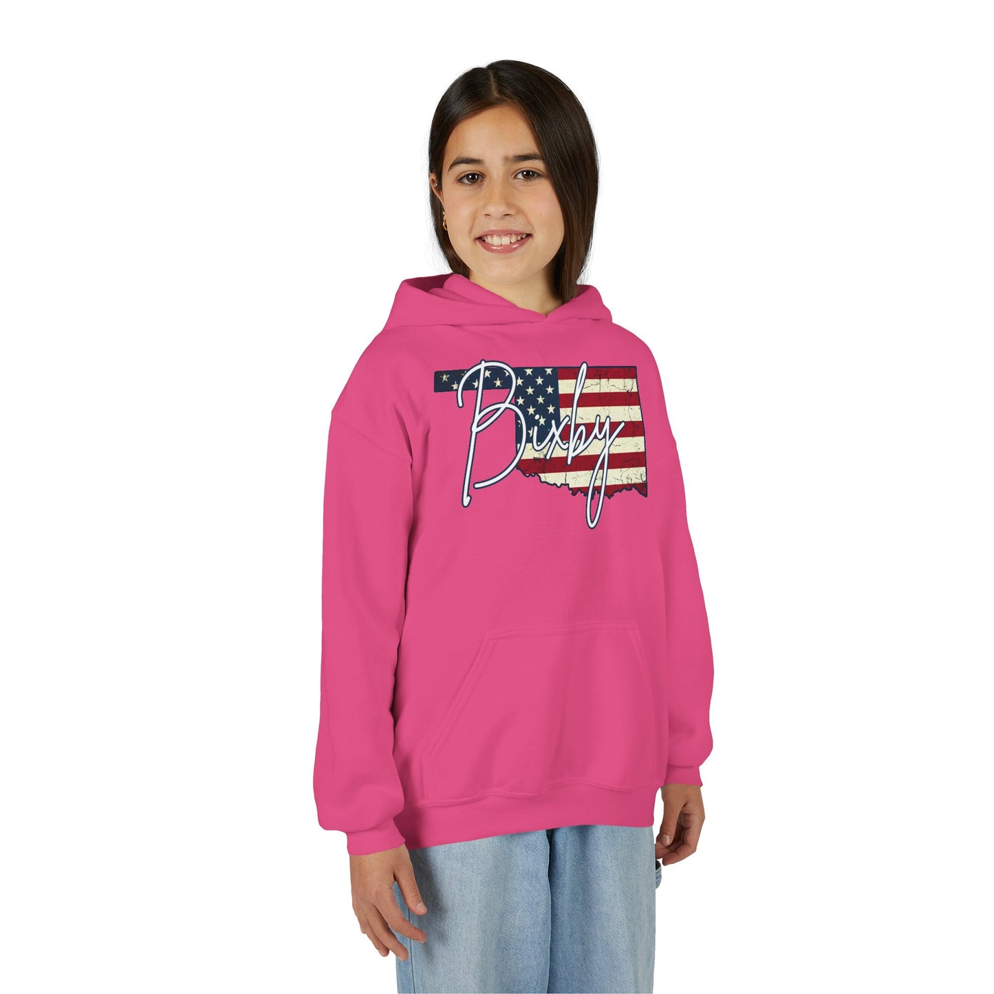 Oklahoma Flag Bixby Script Youth Hoodie