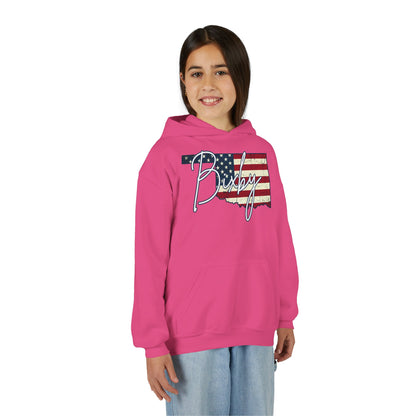 Oklahoma Flag Bixby Script Youth Hoodie