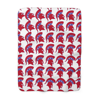 Spartan Red Small Pattern Logo Comfy Sherpa Fleece Blanket