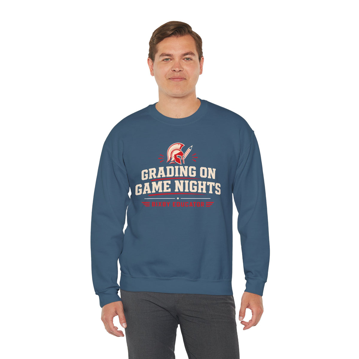 Bixby Spartans Grading On Game Nights - Funny Teacher Game Night Gift Sweatshirt
