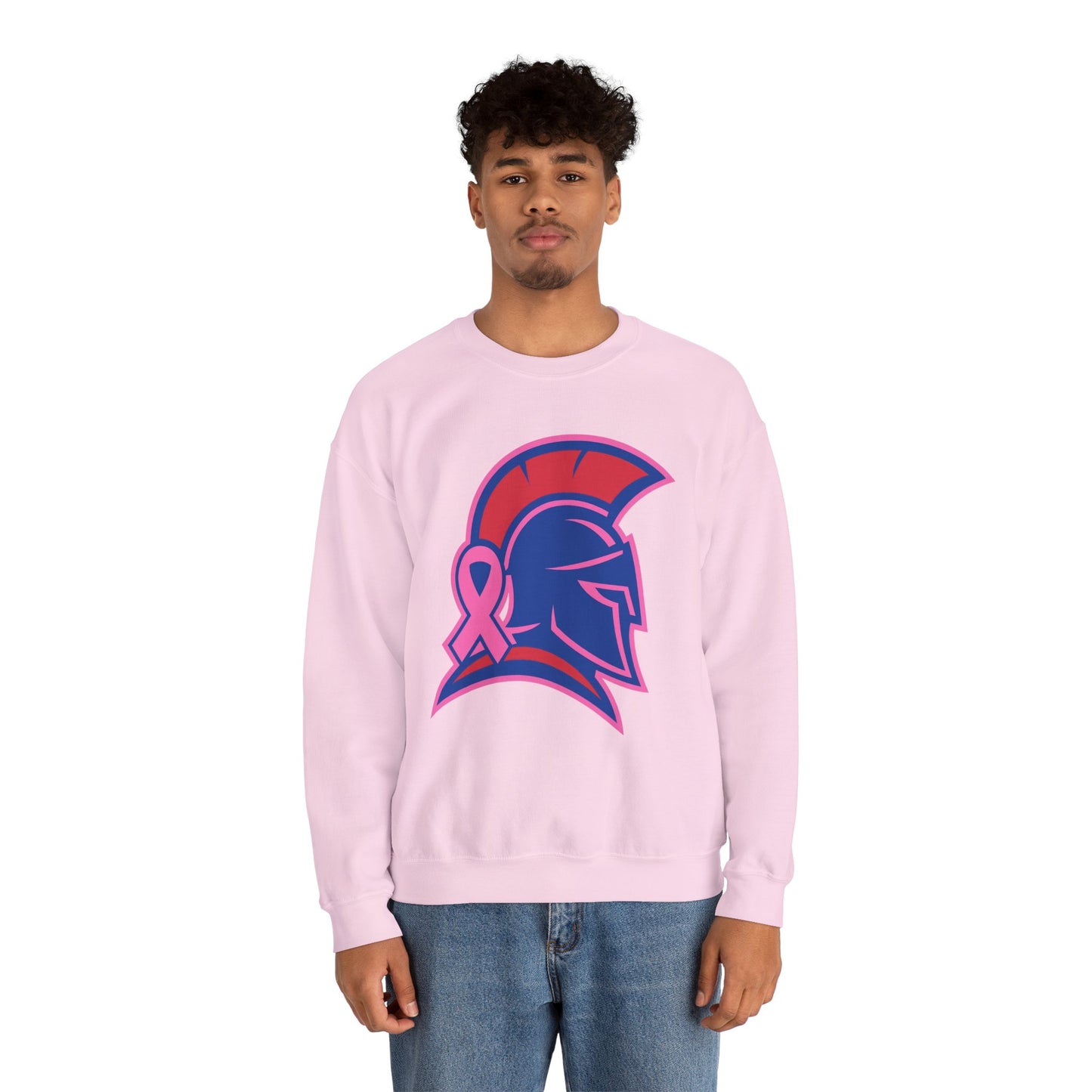 Spartan Helmet Breast Cancer Awareness Gildan Sweatshirt