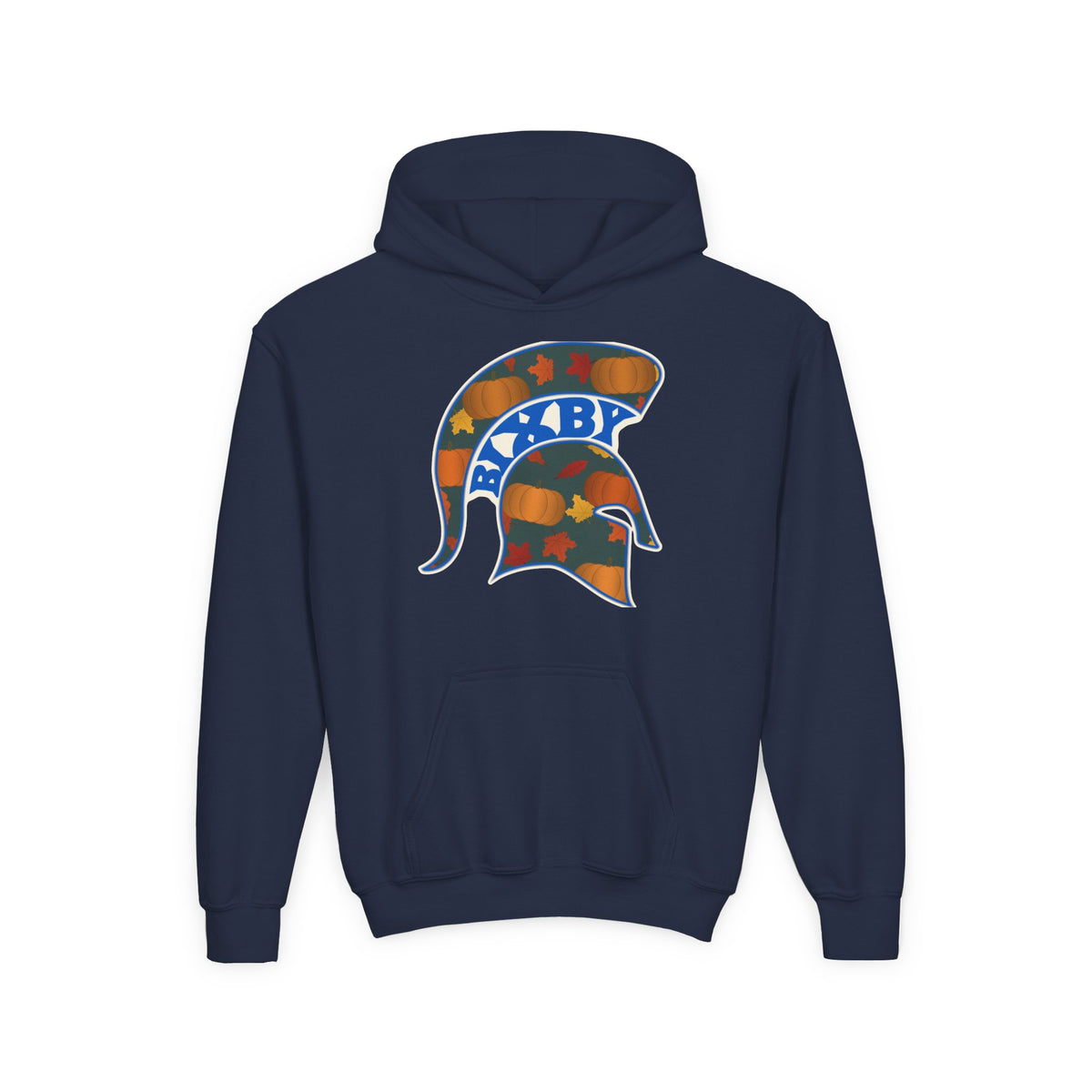 Bixby Spartans Pumpkin Patch Helmet Youth Hoodie – Kids Fall Game Day Hoodie