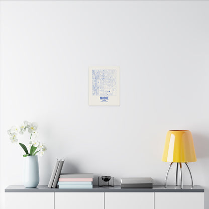 Moore Street Map Canvas, Royal Blue on Cream