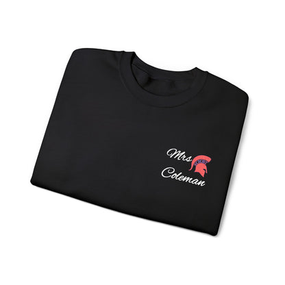 Personalized Spartan Helmet Embroidered White Lettering Gildan Sweatshirt