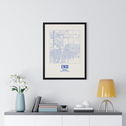 Enid Street Map Framed Print, Royal Blue on Cream