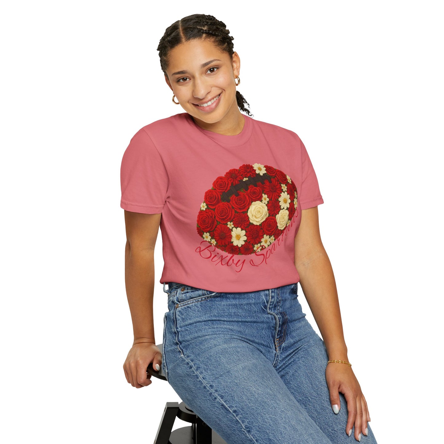 Bixby Spartans Floral Comfort Colors Tee