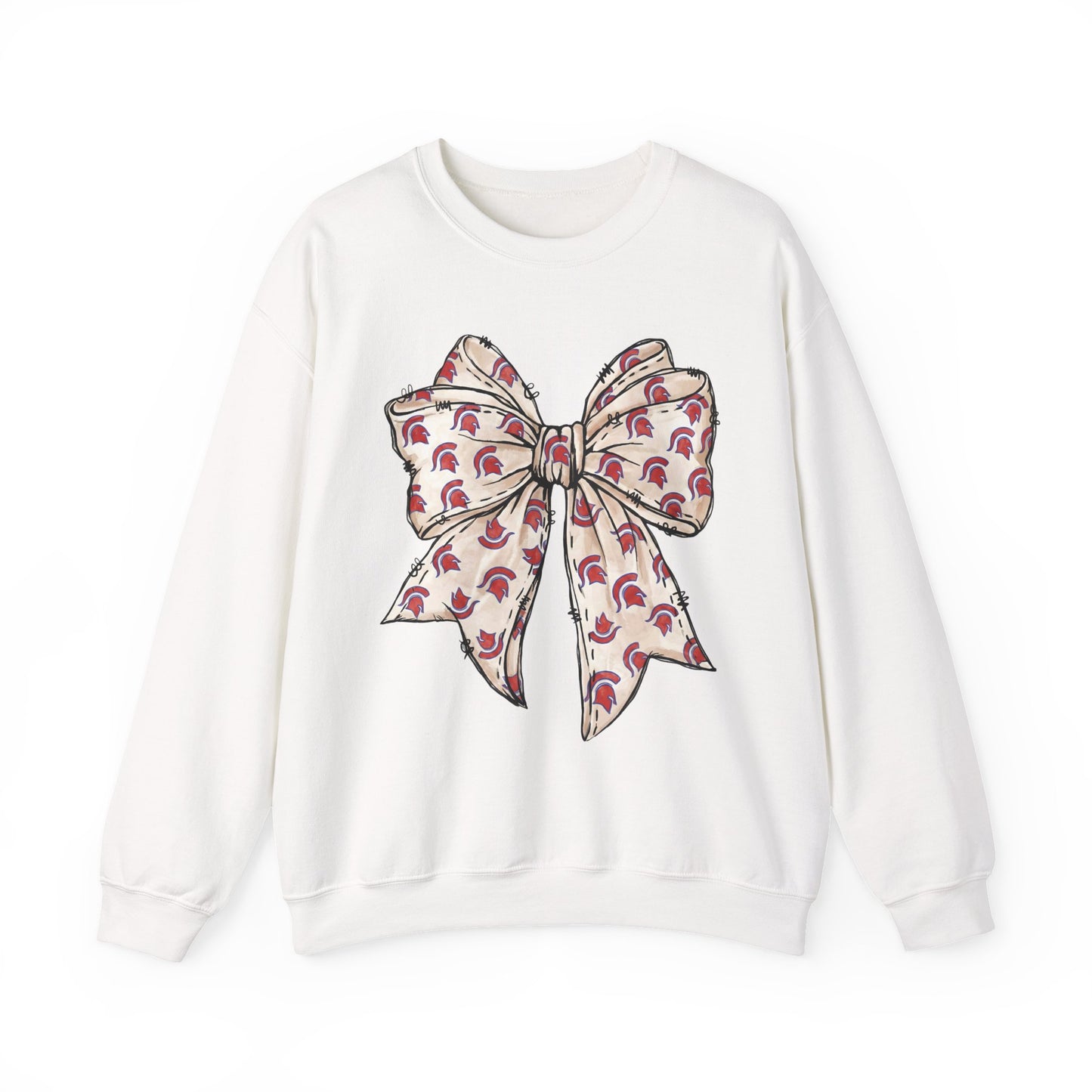 Spartan Helmet Pattered Bow Gildan Sweatshirt