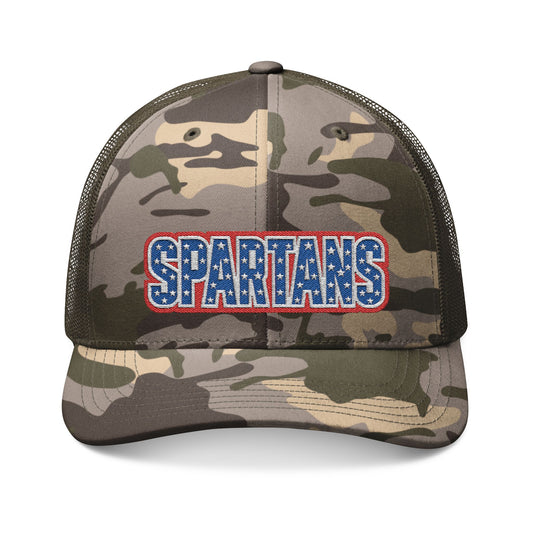 Spartans Patriotic Embroidered Camouflage Trucker Hat