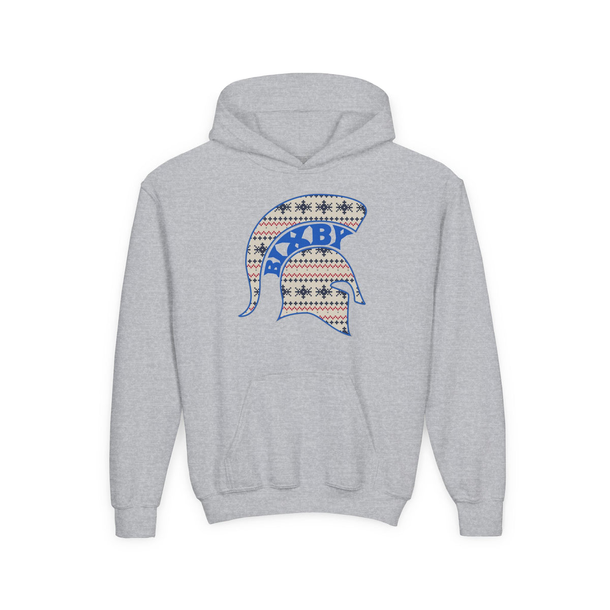 Bixby Spartans Ugly Sweater Helmet Youth Hoodie, Kids Christmas
