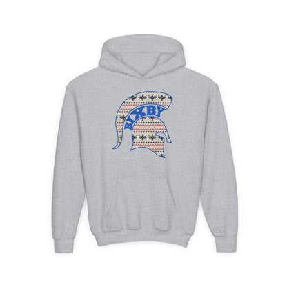 Bixby Spartans Ugly Sweater Helmet Youth Hoodie, Kids Christmas