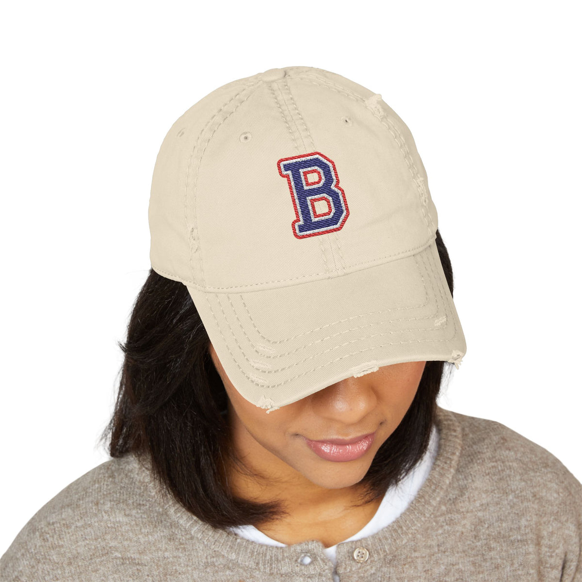 Bixby Spartans Distressed Dad Hat, Embroidered Varsity B