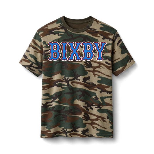 Bixby Spartans Camo - Vintage Collegiate Print Cotton T‑ Tee