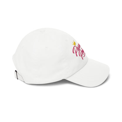 Passenger Princess Dad Cap – Embroidered White Baseball Hat with Pink Script and Crown