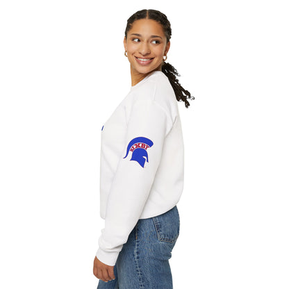 Bixby Spartans Bold Letter With Sleeve Blue Logo Sweatshirt
