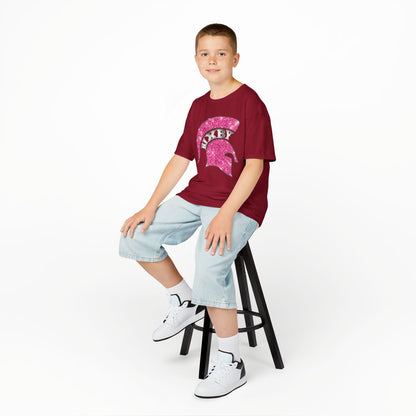 Bixby Spartan Pink Helmet Bling Youth Gildan Tee