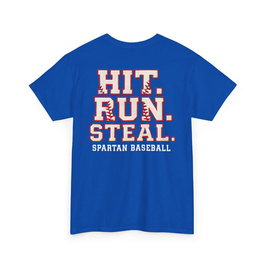 Hit. Run. Steal. Spartan Baseball Gildan Tee
