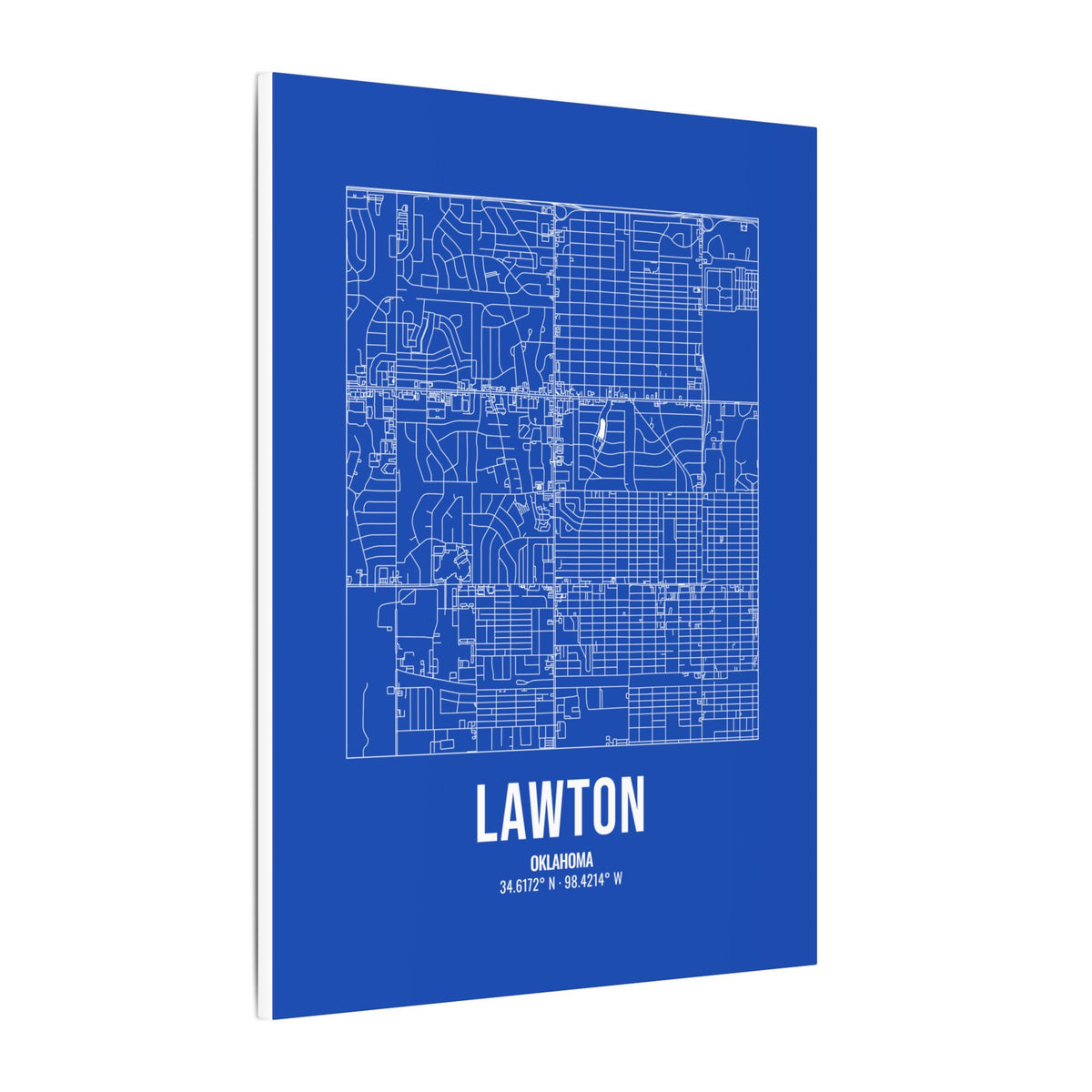 Lawton Street Map Canvas, White on Royal Blue