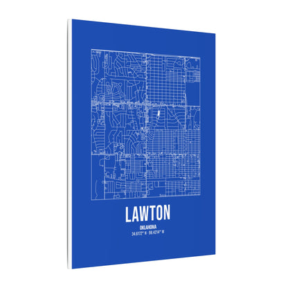 Lawton Street Map Canvas, White on Royal Blue